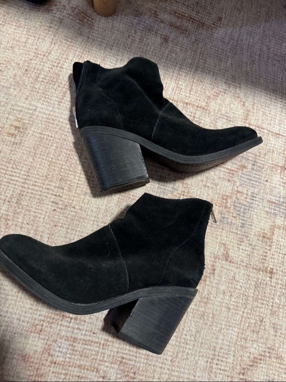 Steve Madden Women's Black Suede Ankle Boots with Block Heel
